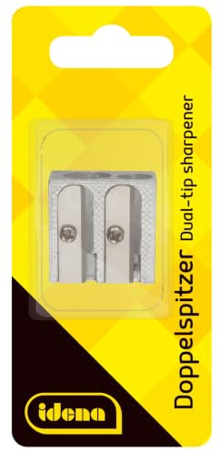 Idena 520051 - Doppelanspitzer aus Metall, Keilform, für dünne und dicke Stifte, 1 Stück