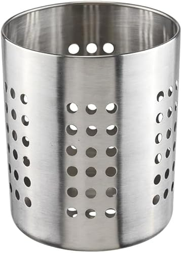 Bambelaa! Besteckabtropfkorb Spüle Edelstahl Rund Metall Abtropfgestell Geschirr Silber Abtropfkorb Spülbecken Besteckhalter Tisch Küchenutensilienhalter Utensilienhalter Küche (ca. 10,5 x 13,5 cm)