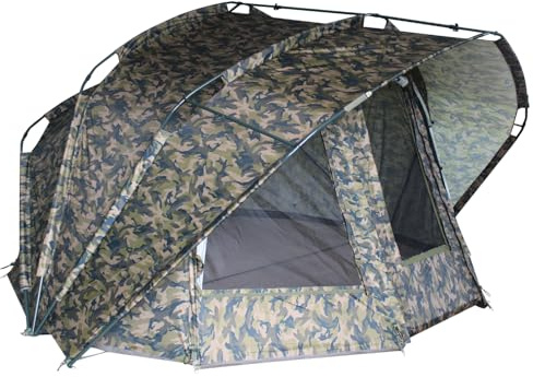 MK-Angelsport Fort Knox 2.0 Ghost 3-4 Personen Angelzelt | Innenhöhe 1,9m | BxTxH : 3,54 m x 3,75 m Karpfenzelt Dome | wasserfestes und temperaturstabiles Angelzelt, inkl. Gummihammer 1-2