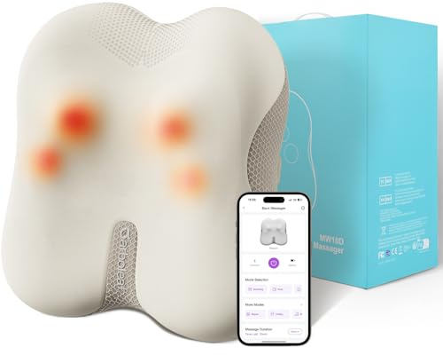 arboleaf Shiatsu Rücken-Massagegerät Massagekissen mit Wärmefunktion & App; kabelloses Massagegerät für Nacken Schulter Rücken, waschbarer Bezug & lange Laufzeit, Fürs Büro und Zuhause geeignet