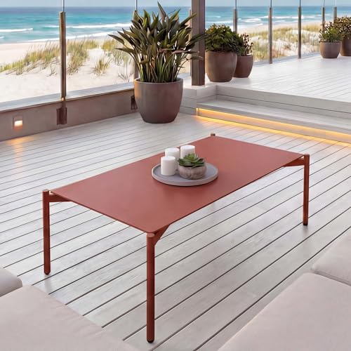 Mendler Aluminium-Gartentisch HWC-O11 105x65cm - terrakotta | Outdoor, Loungetisch, Kaffeetisch, Tisch, Balkontisch