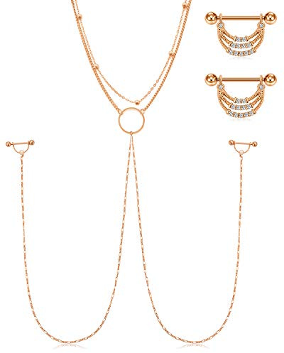 AceFun Brustwarzenpiercing Chirurgenstahl Brustwarzen Piercing mit CZ Nipplerings Körper Piercing Schmuck