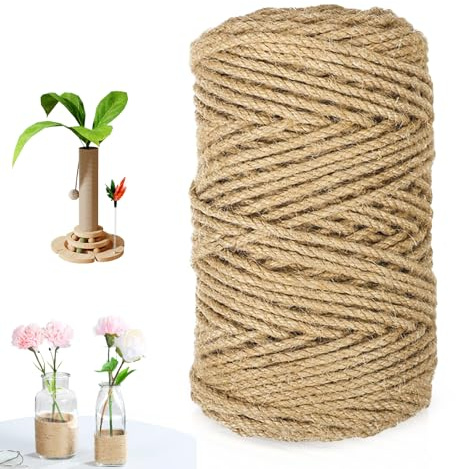 SNSYGN Sisalseil für Kratzbaum, 100m x 4mm Paketschnur Reißfest Kordel Natur Juteschnur Sisal Seil Gartenschnur für DIY Basteln, Kratzseile, Haushalt Garten Dekoration, Geschenkverpackung