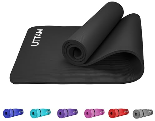 UTTAM Yoga Mat | Multi-Purpose Extra Thick Foam Exercise Mats | Stretching, Resistance Workout & Therapy – Pilates, Home & Gym Equipment Accessory for Men Women Kids (183 x 60cm) (Black)