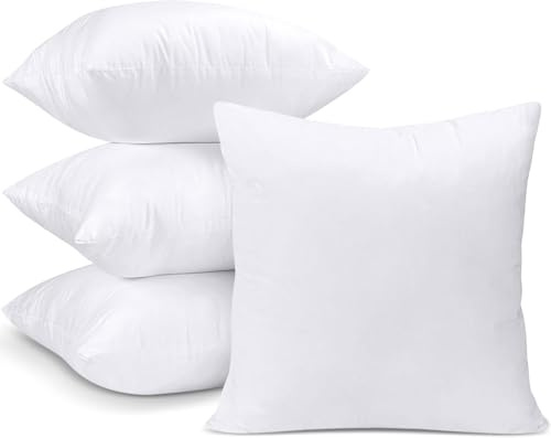 Utopia Bedding Kissenfüllung 45x45 4er Set Innenkissen Kissen Sofakissen | Weiß Mikrofaserbezug mit weicher Polyesterfüllung; großzügig gefüllt für hohen Komfort. Zierkissen Füllkissen Kopfkissen