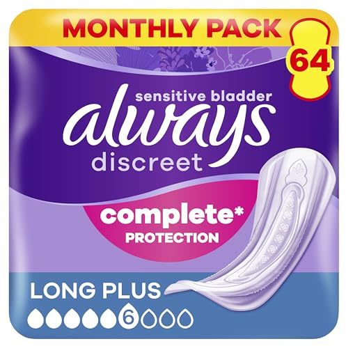 Always Discreet Inkontinenzeinlagen für Frauen Long Plus 64 Stück Extra Sicher und Diskret