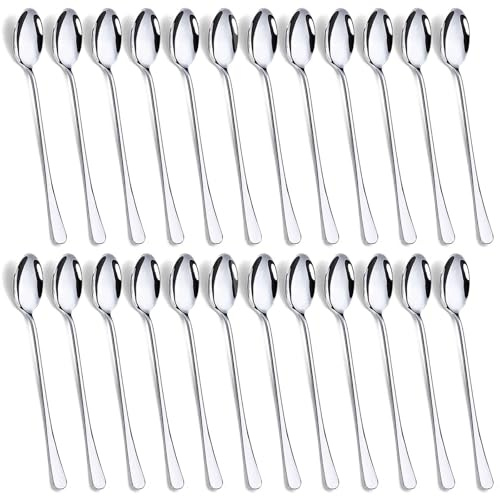 PionStar 24 Stück Latte Macchiato löffel Set, (7,7/19,5cm) | Edelstahl Lange Löffel Set, Spülmaschinenfest, Eislöffel/Dessertlöffel/kaffeelöffel/Teelöffel für Zuhause
