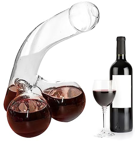 Lustiger Dekanter Whisky Karaffe Set, Dekanter Rotwein Einzigartiger Glasbehälter für Scotch Whisky Wein Dekantierer Glaskaraffe Weindekanter, 550ML Weinkaraffe Lustiges Geschenk für Ihre Lieben