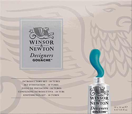 Winsor & Newton 0690173 Designers Gouache, feinste Künstlerfarbe, Einführungsset 10 Farben in 14ml Tuben