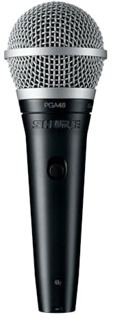 Shure PGA48 Dynamisches Mikrofon – Handmikrofon mit Kardioid-Richtcharakteristik, EIN-/Ausschalter, 3-poligem XLR-Anschluss, Stativadapter, Reißverschlusstasche, kein Kabel (PGA48-LC)