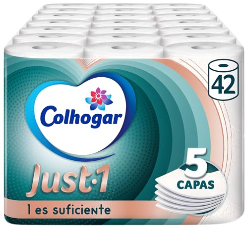 Colhogar Just 1 x 42 Toilettenpapier, extra saugfähig, Packung mit 6 Rollen, 5-lagiges Toilettenpapier, ultraweich für maximalen Komfort, Weiß (7 x 6)