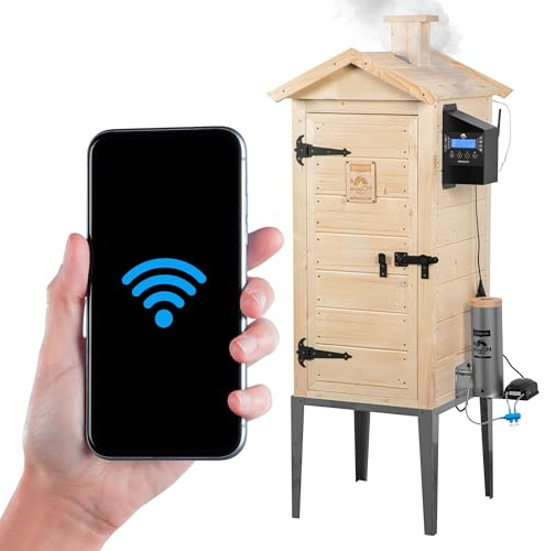 BROWIN® Elektrischer, modularer Holz-Smoker mit Wi-Fi dragON Wood 330346 IQ100 | Garten-Räucherofen mit Rauchgenerator | Perfekter für exquisite Geschmackserlebnisse | Großes Fassungsvermögen 200L