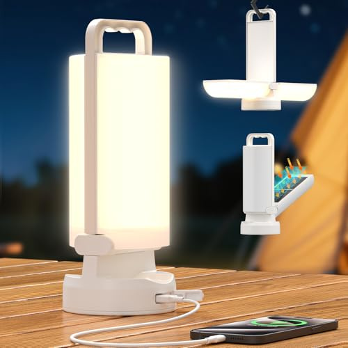 Eventek Solar Campinglampe 8000mAh, Ultrahelle Faltbare LED Camping Licht mit 3 Modi und Touch-Steuerung, IPX5 Zeltlampe Aufladbar für Stromausfälle, Camping, Wandern, Notfälle