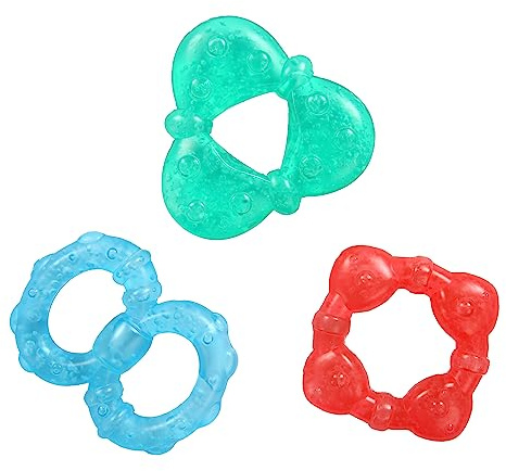 Bright Starts Stay Cool Teethers, kühlende Beißringe, türkis/blau/rot, leicht zu halten, langanhaltende Kühltechnologie, aus Silikon, BPA-frei