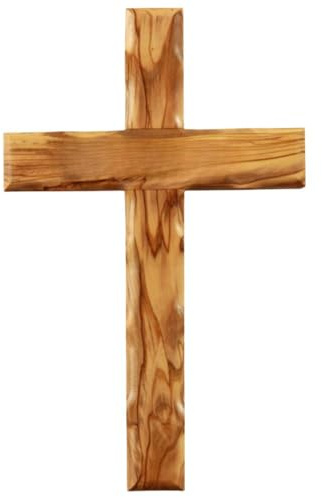 Kassis Geschenkartikel Olivenholz Kreuz schlicht zum Aufhängen Wandkreuz Deko Geschenk zur Firmung Geburt Kommunion Taufe (Ohne Gravur, 16 cm)