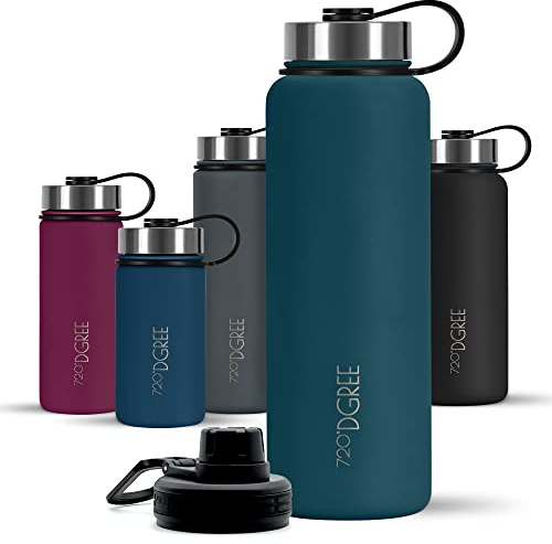 720°DGREE Edelstahl Trinkflasche 950ml “noLimit” - Auslaufsicher, Kohlensäure geeignet, BPA-Frei - Thermosflasche, Isolierflasche mit Schraubverschluss für Sport, Fitness, Outdoor +Gratis Sportdeckel