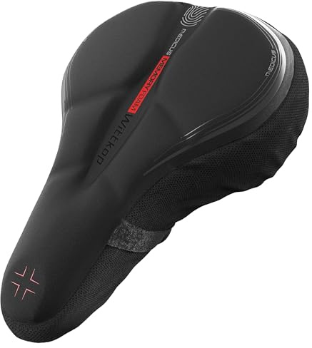 WITTKOP Fahrradsitzkissen mit Gelkissen & Memory-Schaum I Ergonomischer Fahrradsitzbezug für Damen und Herren mit 3-Zonen-Konzept I Bequemer Fahrradsattelbezug für Peloton & Fahrradsitz