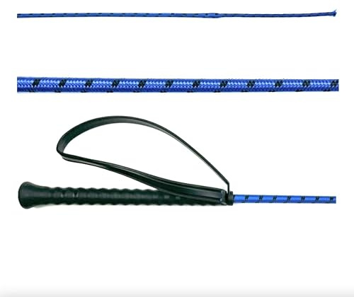 JA Horse JA0001 Fleck Reitgerte Dressurgerte Pferd Reiter Reitsport Gummigriff mit Handlasche Basic Gerte für Anfänger 80-130 cm (Blau, 100 cm)