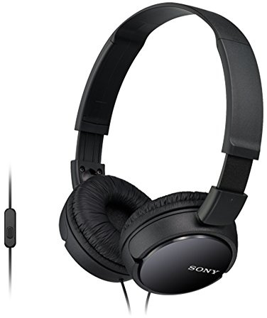 Sony MDR-ZX110AP faltbarer Bügelkopfhörer mit Headsetfunktion, Schwarz, Mit Mikrofon, 25