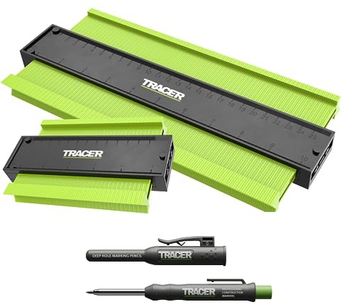 Tracer ACG3 Konturenlehren-Set 130mm & 250mm + Tieflochmarker Bleistift | Präzises Anreißset für Laminat, Fliesen & Bodenbeläge