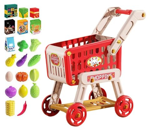 Einkaufswagen Für Kinder - Spielzeug Einkaufswagen Küchen Spielset,Küchenspielzeug Und Kunstessen Für Kleinkinder Im Vorschulalter Lernaktivitäten Für Und Mädchen Interaktive Spiele