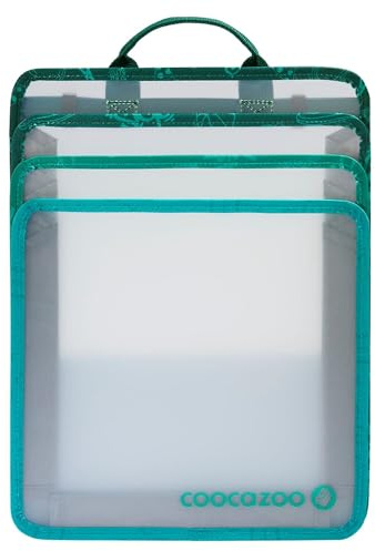 coocazoo Faltbare Heftbox, Fresh Mint, grau-grün, mit Tragegriff, platzsparend mit ausziehbaren Seiten, Heftordner für Schulrucksäcke, ab der 3. Klasse