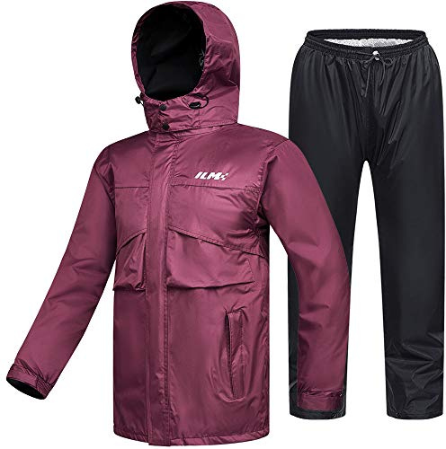 ILM Motorrad Regenkombi Damen Wasserdicht-Regenjacke Verschleißfest, 6 Taschen, 2-teiliges Set mit Jacke und Hose