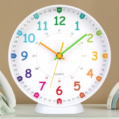 VIVILINEN Lernuhr Kinder Wanduhr Kinderzimmer Lautlos 20cm Wanduhr ohne Tickgeräusche für Schulanfänger, Jungen und Mädchen, Einschulung Geschenk
