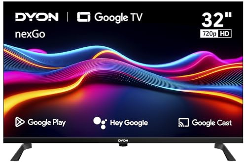 DYON nexGo 32H 32 Zoll HD Smart Fernseher mit Triple Tuner | Sprachsteuerung, Google Play Store, MagentaTV, Chromecast, Kinderprofil mit Timer, WLAN, Bluetooth, 2x HDMI, 2x USB