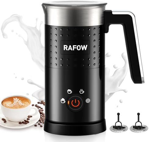 Milchaufschäumer Elektrisch 4 in 1 - Automatische Milchschäumer 300ml Großes Fassungsvermögen Milch Dampfer Geräuschloser für Heißer Kalter Milchschaum Heiße Schokolade Latte Cappuccino Macchiato
