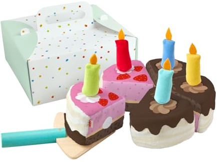 Haba Creative Play Geburtstagstorte Spielzeug für Kinder ab 3 Jahren mit Klett, Tortenheber & Kerzen