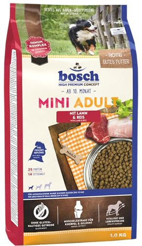 bosch HPC Mini Adult Hundefutter trocken Lamm & Reis 15 kg | Futter für kleine Hunde, ohne glutenhaltiges Getreide, magenschonendes Lamm, extra kleine Kroketten, Made in Germany