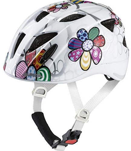 ALPINA XIMO - Leichter, Sicherer & Bruchfester Fahrradhelm Mit LED-Licht Für Kinder, White Flower, 49-54 cm
