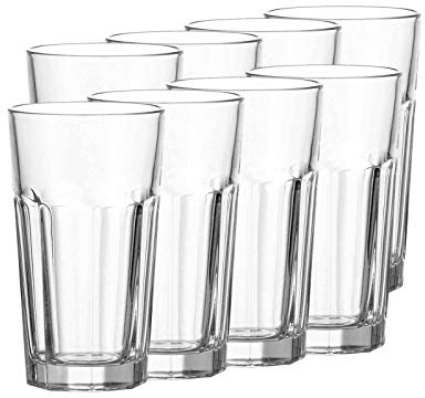 Leonardo Rock XL Longdrink-Glas 8er Set, großer Trink-Becher aus Glas, spülmaschinengeeignete Wasser-Gläser, 8er Set, 540 ml, klar, 017204