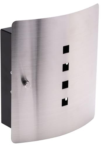 Burg Wächter Schlüsselbox mit 10 Haken und magnetischem Verschluss, Schlüsselkasten Quad 6204/10 Ni, Edelstahl/Stahlblech, Silber/Schwarz, Grau, 1 - Pack