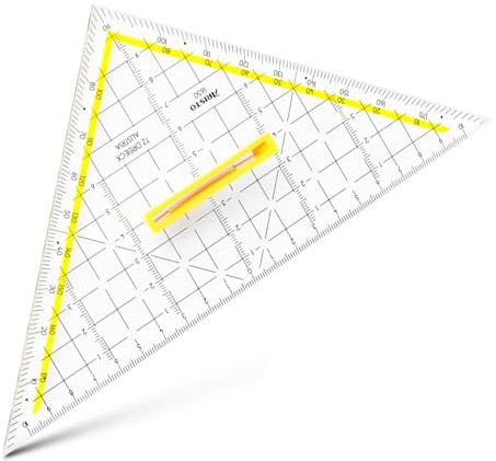 Aristo 1650/3 TZ-Dreieck mit abnehmbarem Griff (Hypotenuse 22,5 cm, Tuschenoppen, Facette an Hypotenuse, Plexiglas mit Tiefenprägung, Made in Austria) transparent
