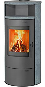 THERMIA Kaminofen München, Naturstein, 7 kW, Dauerbrand, Automatik grau