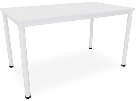 Dila GmbH Schreibtisch/Besprechungstisch in verschiedenen Größen und Farben weißes Metallgestell Konferenztisch Arbeitstisch (B: 140 cm x T: 80 cm, Weiß)