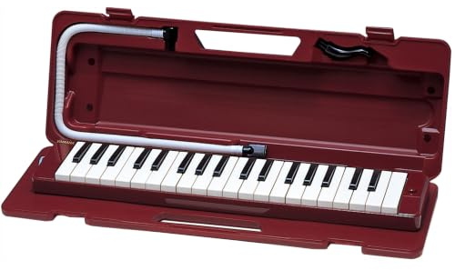Yamaha Pianica 37 keys, 3 Octaves, from f to f3, weight: 790g, incl. mouthpiece, extension pipe set and carrying case, dark red