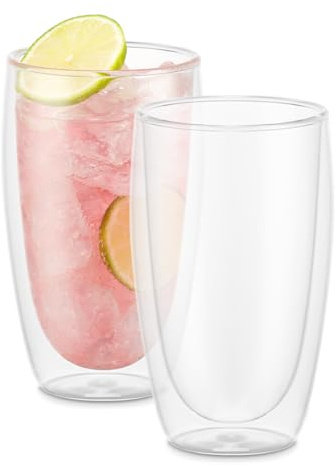 Bodum PAVINA Doppelwandige Gläser 2 Stück – 450ml Kaffeetassen – Thermobecher – Spülmaschinenfest – Mundgeblasenes Borosilikatglas