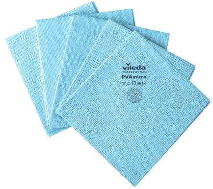 Vileda Professional,Mikrofasertuch PVA Micro,Blau,5 Stk,Streifenfrei