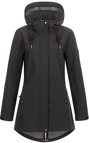 Ankerglut Damen Damen Softshellmantel Kurzmantel mit Kapuze Gefüttert Softshelljacke Übergangsjacke #Ankerglutbrise Softshelljacke (1er Pack)