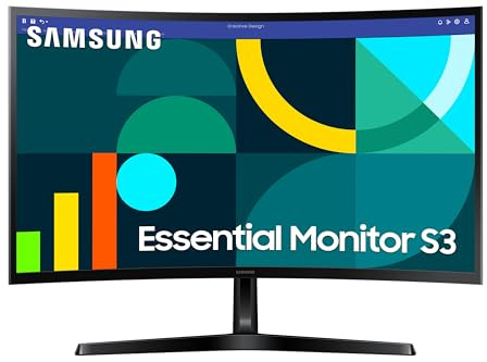 Samsung S36GD Essential Curved Monitor 27 Zoll, PC-Bildschirm mit VA-Panel, Full HD-Auflösung, 4 ms Reaktionszeit, Bildwiederholrate 100 Hz, Eco Saving Plus, Flicker Free, Schwarz, S27D366GAU