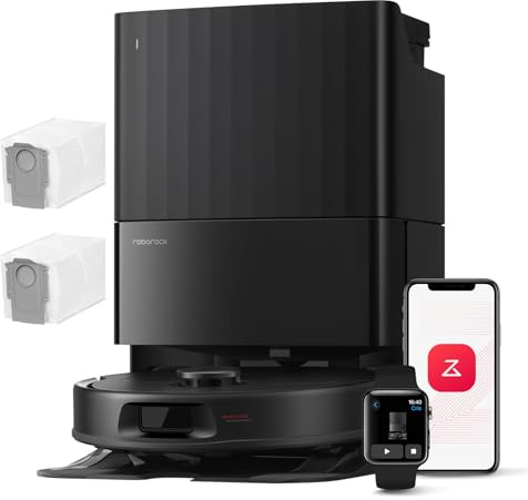 roborock Qrevo Serie Saugroboter mit Wischfunktion, 8000Pa Saugkraft(verbessert von Qrevo S), Anti-Verfilzungs-Seitenbürste, Hindernisvermeidung, LiDAR-Navigation, All-in-One Dock,Schwarz(QV 35A Set)