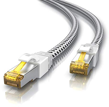 CSL - 5m CAT 7 Netzwerkkabel Gigabit Ethernet LAN Kabel - Baumwollmantel - 10000 Mbit s - Patchkabel - Cat.7 Rohkabel S FTP PIMF Schirmung mit RJ 45 Stecker - Switch Router Modem Access Point