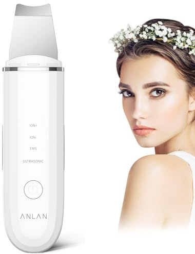 Ultraschallpeelinggerät ANLAN Skin Scrubber,Ultraschall-Peeling Porenreiniger Akne-Entferner Ionen Hautreiniger für Gesichtsreinigung Gesichtspflege(Weiß)