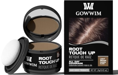 gowwim Haarpuder Frauen,Hairline Haaransatz Schattenpulver,Haaransatzpuder Ansatzpuder Graue Wurzel zu Vertuschen,4g hellbraun