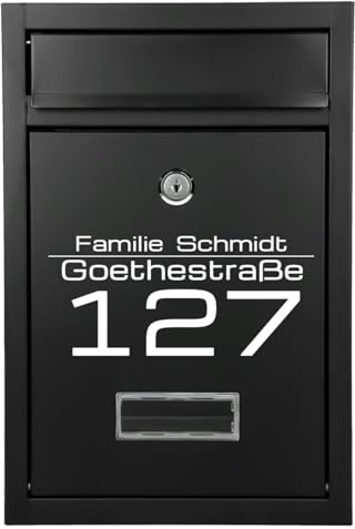 Verda Briefkasten mit Zeitungsfach, Namensschild und großem Briefschlitz, Personaliesiert, 2X Schlüssel, Postkasten, Edehlstahl, Designer Wandbriefkasten, Anthrazit, Wetterfest, Mailbox (SN3664-2)
