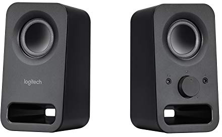 Logitech Z150 PC-Lautsprecher, Stereo Sound, 2 Lautsprecher, 6 Watt Spitzenleistung, 3,5 mm Eingang, Regler am rechten Lautsprecher, Kopfhörerbuchse, EU Stecker, PC/TV/Handy/Tablet - Schwarz