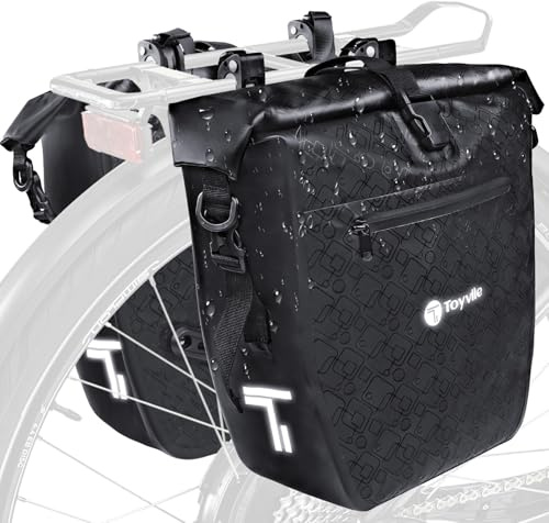 Fahrradtaschen für Gepäckträger 2 ER SET 48L, Wasserdicht Gepäckträgertaschen mit Reflektoren, 3 IN 1 Fahrrad Taschen Hinten mit Tragegriff Und Schultergurt, Einfache Befestigung (24L, 2ER SET)